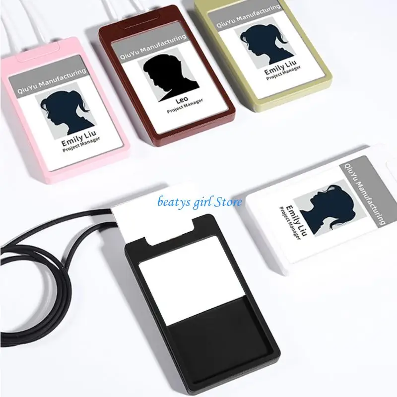 

C7AB Waterproof Plastic Badge Holder With Retractable Lanyard Standard Size Card Holder For Offices Schools Conferences Event