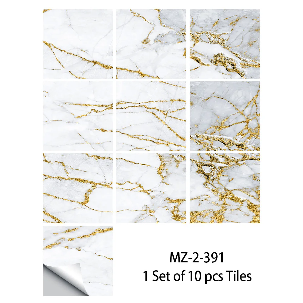 10pcs White gold marble tile Veneer Home renovation Renovation Kitchen backsplash bathroom bar decorative wall veneer 10-30cm