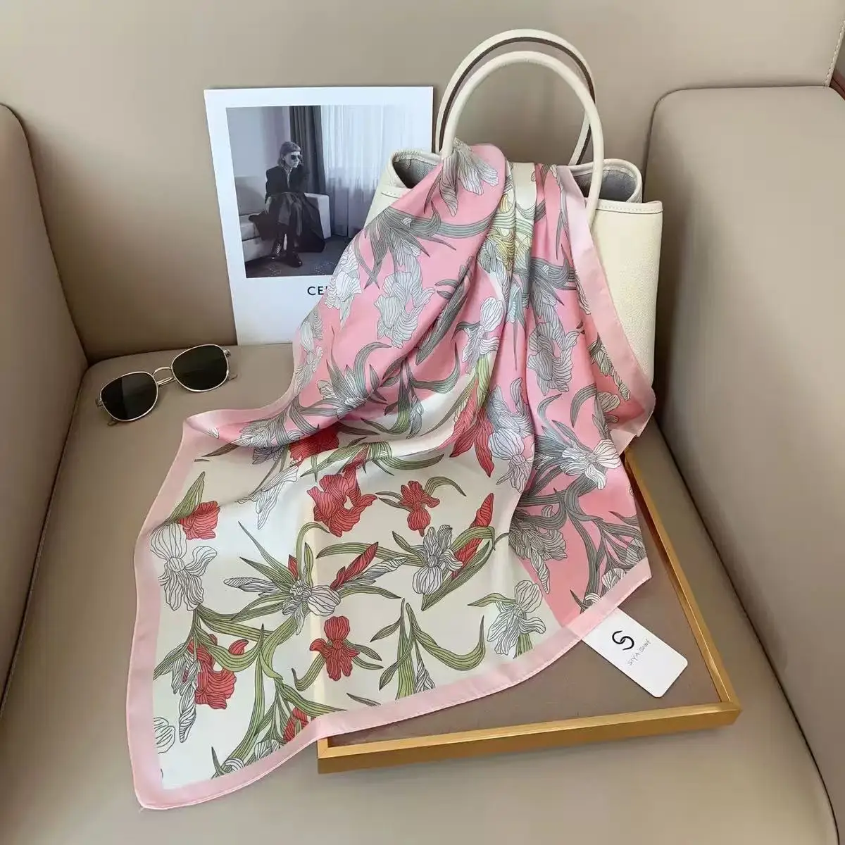 Silky 68x68cm Square Scarf – Stylish & Soft, Multipurpose Head Cover & Elegant Neck Wrap Stylish Print, Silky Soft & Versatile image 2
