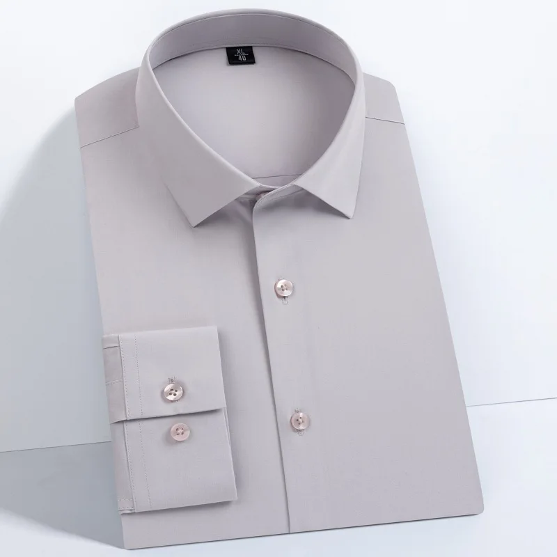 Men Long Sleeve Shirt Top Spring Fashion Non Ironing Slim Fit Casual