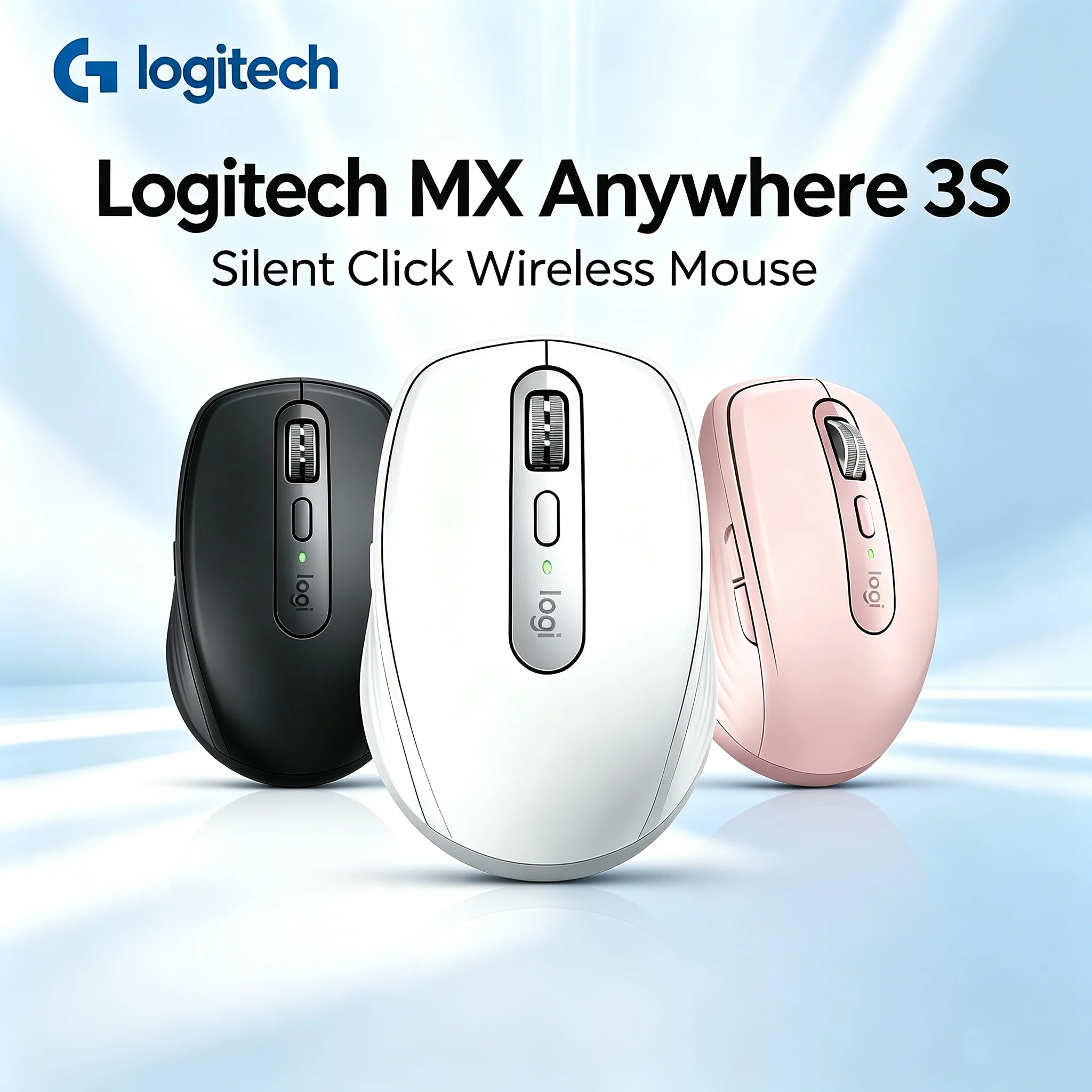 Logitech MX Anywhere 3S Multi‑Device Ergonomic Silent Rechargeable Wireless Mouse