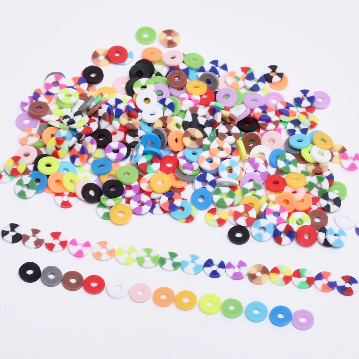 6mm 200Pcs Polymer Clay Matching Color Flat Round Spacer Beads DIY Materials Gasket Jewelry Accessories