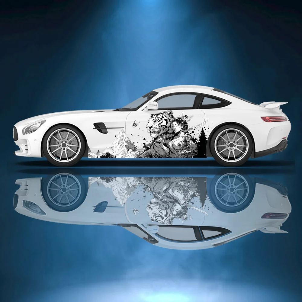 Women Tigers Coexist Car Vinyl Wraps Decal Self-adhesive Anti Scratch Sticker Suitable for Trucks SUV Decor Auto Accessories