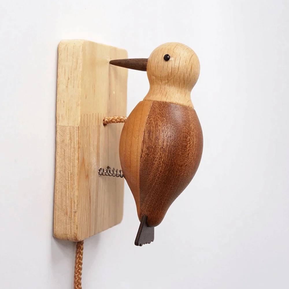 Housewarming Door Knocker Handmade Retro Pendant Doorbell Cute Woodpecker Design Beautiful Wooden Woodpecker Gift