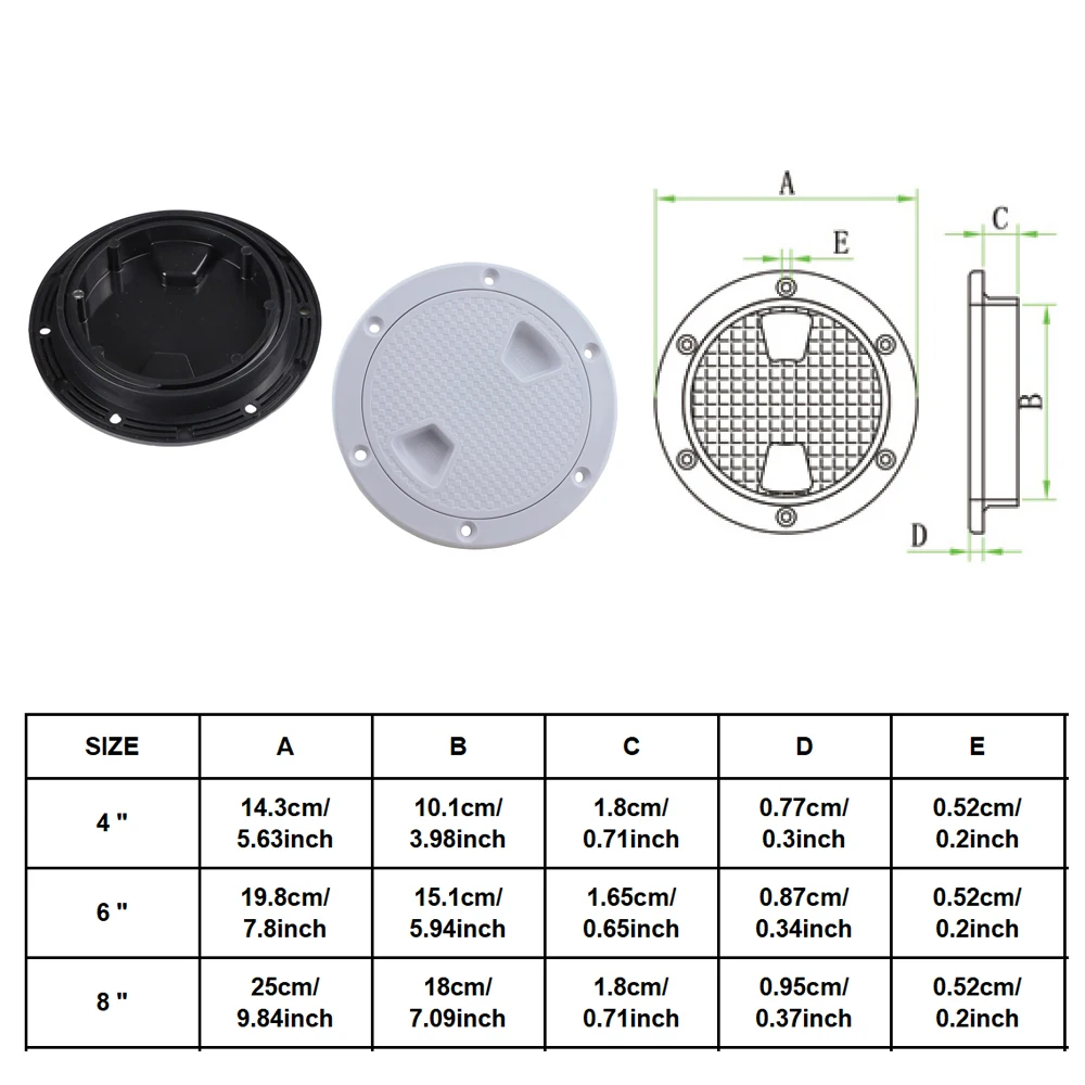 1 Piece ABS Plastic Blace Round Locking Deck Access Plate Cover Marine Hardware Watertight Deck Inspection Plate