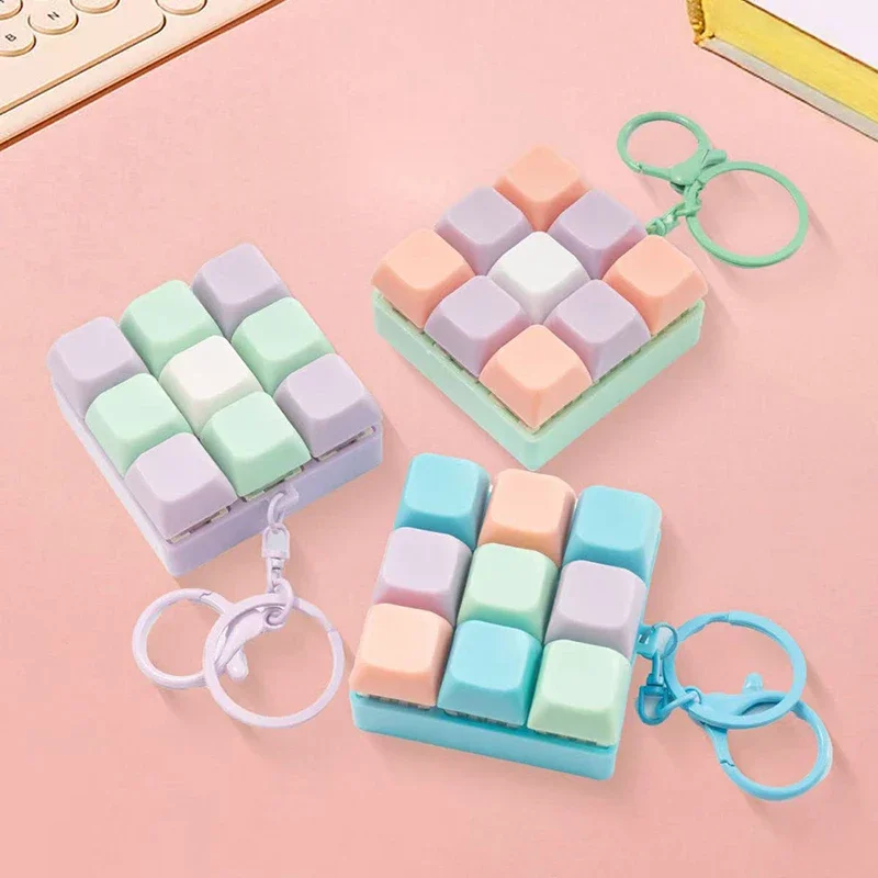 Fidget Decompression 9 Keyboard Key Toy For Adults Antistress Toys Boys Girls Anti Stress Finger Keyboard Games Keychain