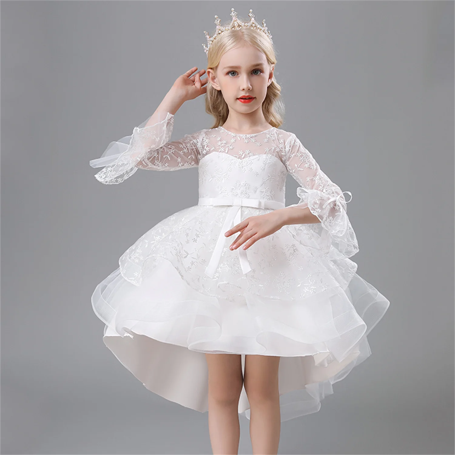 Flower Girls Princess Dresses Baby Wedding Christmas Party Trailing Dress Teenager Children Kids Elegant Vestidos For 3-12Years