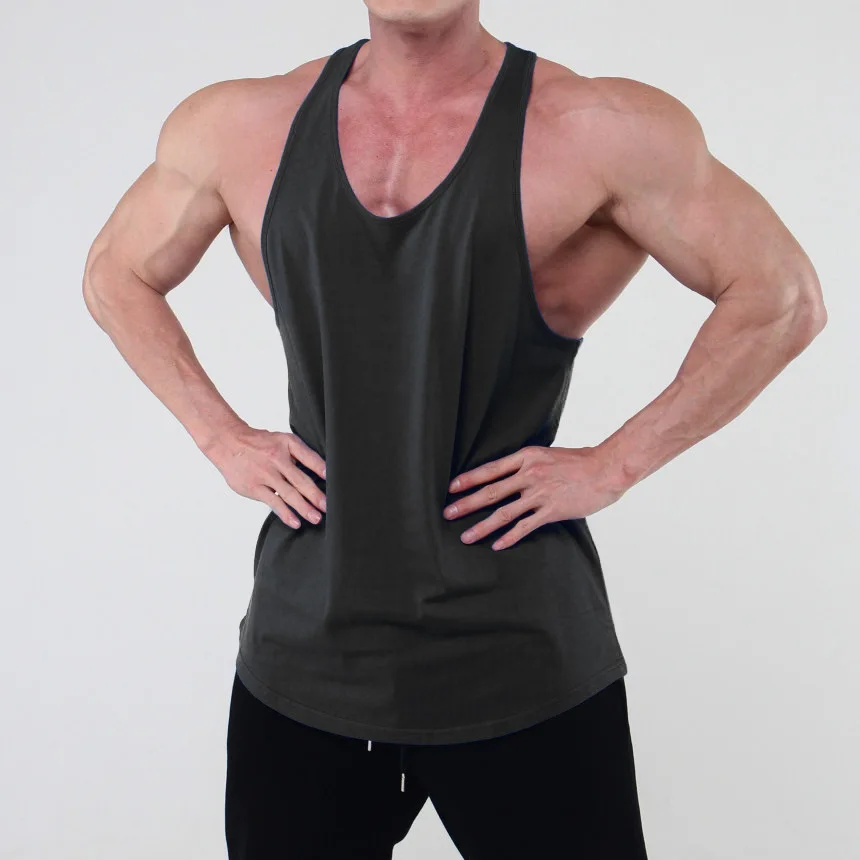 Running Tank Top Men Summer Sports Gym Vest Cotton Training Tank Top Workout Undershirt Man Fitness Pure Color Sleeveless Tops