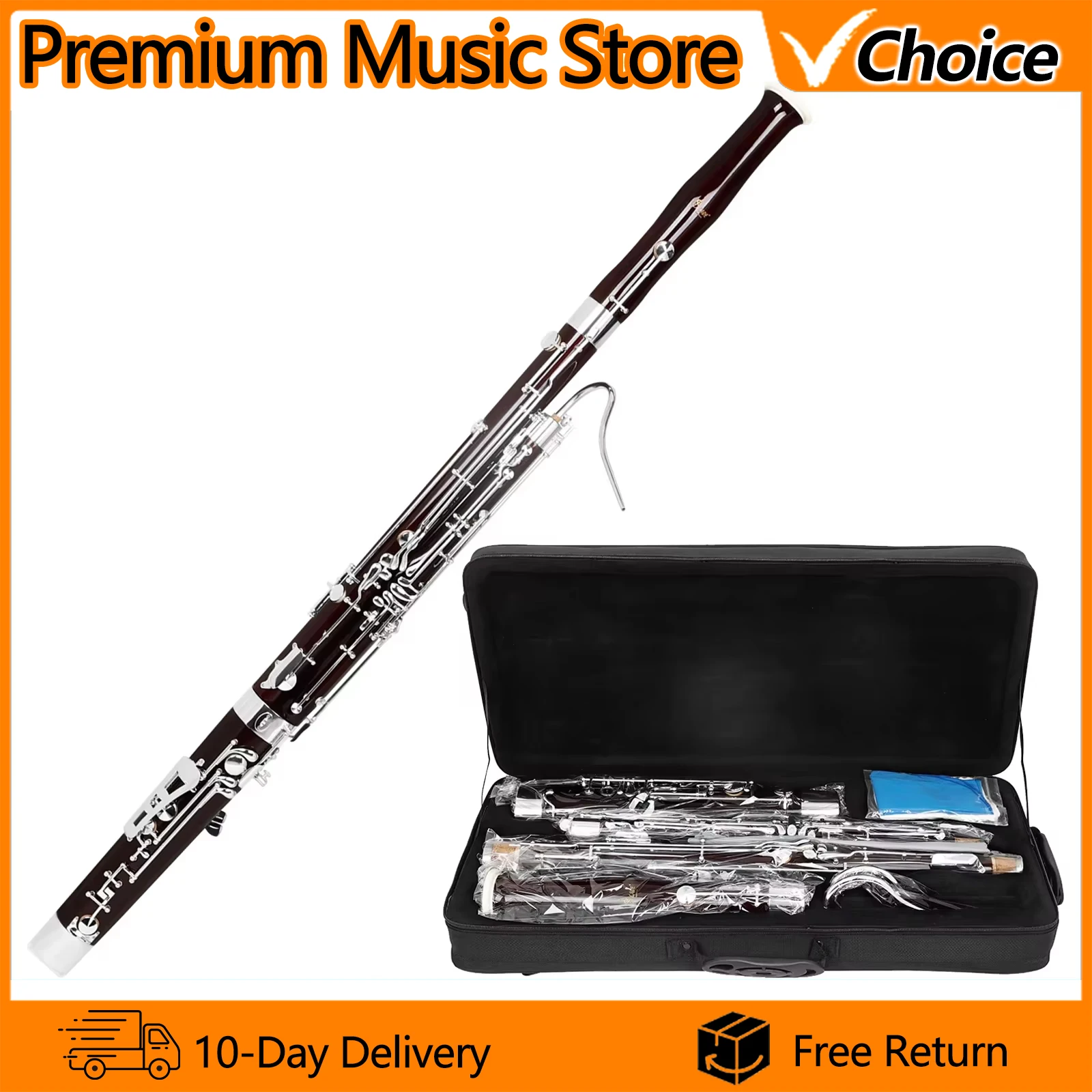 SLADE C Flat Bassoon Maple Body Italian Leather Padding Professional Bassoon Playing Instruments With Case Parts & Accessories