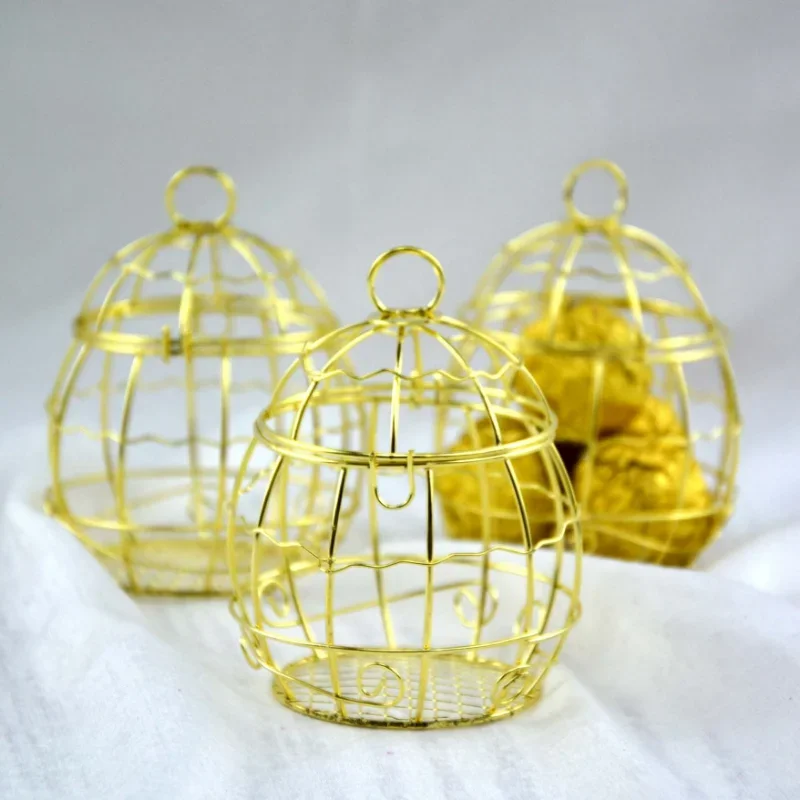 Candy Boxes Gift Box Retro Bird Cage Mini Metal Gold Vintage Baby Shower Favor for Guests Party Birthday Souvenirly Supplies