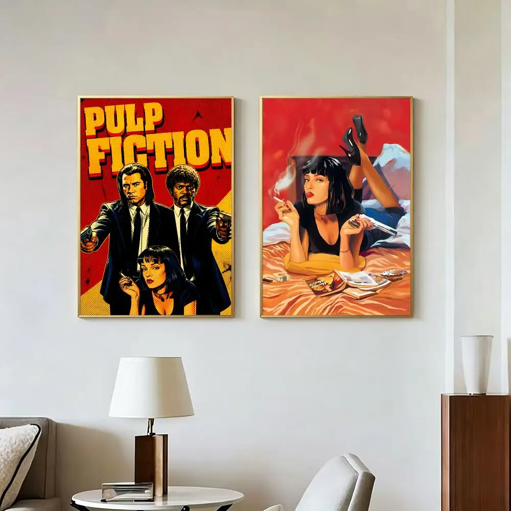 Movie Classic P-Pulp Fiction Poster Peel And Stick Wall Art Self Adhesive PP Waterproof Wall Decor Living Room Bedroom Gift