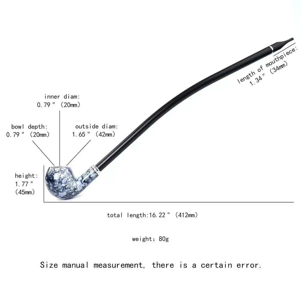 Large Reading Pipe 41cm Lengthened Marbling Resin Loop Filter Long Handle Dry Tobacco Accessories with Gift Box Men Personality