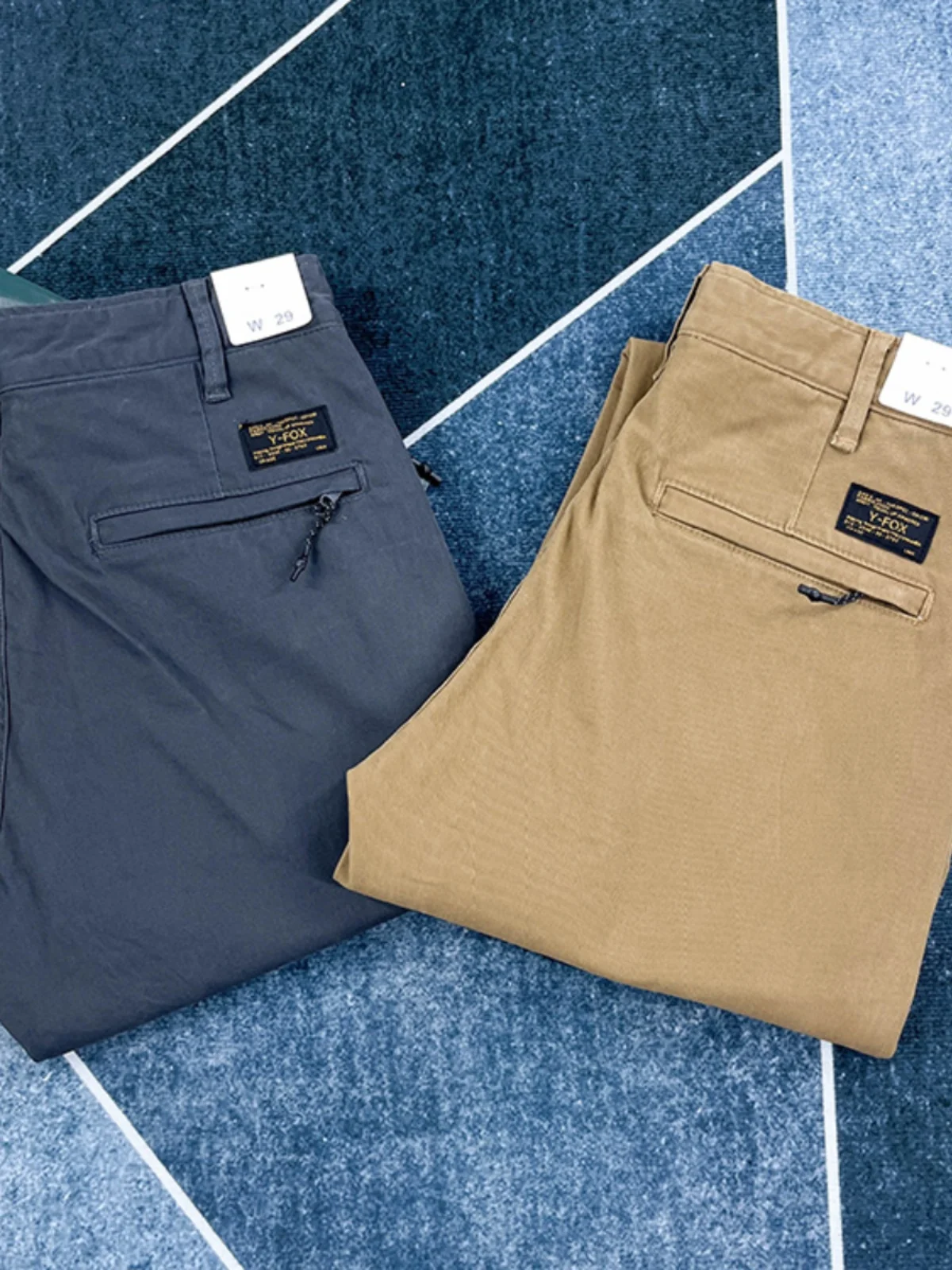 الوزن الثقيل 100% القطن الخالص مستقيم الساق ملابس العمل سراويل تقليدية الرجال الكاكي العميق السراويل الأمريكية الرجعية الخريف السراويل السميكة Amekaji