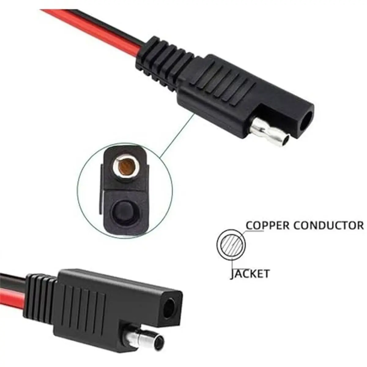 4PCS SAE Extension Cables, 12AWG 12 Inch 2Pin Single Plug Quick-Connect SAE Power Extension Cable for Solar Panel