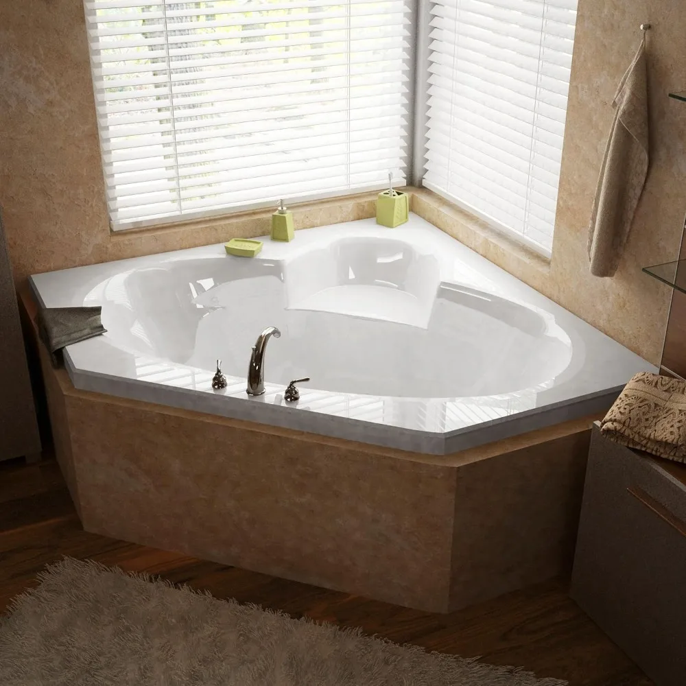 60 x 60 corner soaking acrylic bathtub with white finish suitable for using bath salts and aromatic oil soaking bathtub