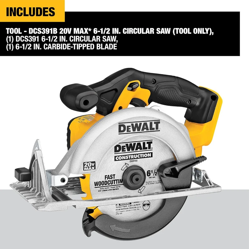 DEWALT DCS391 20V Circular Saw Lightweight 6-1/2 Inch Blade Engine Bare Tools Only Electric Tool image 3