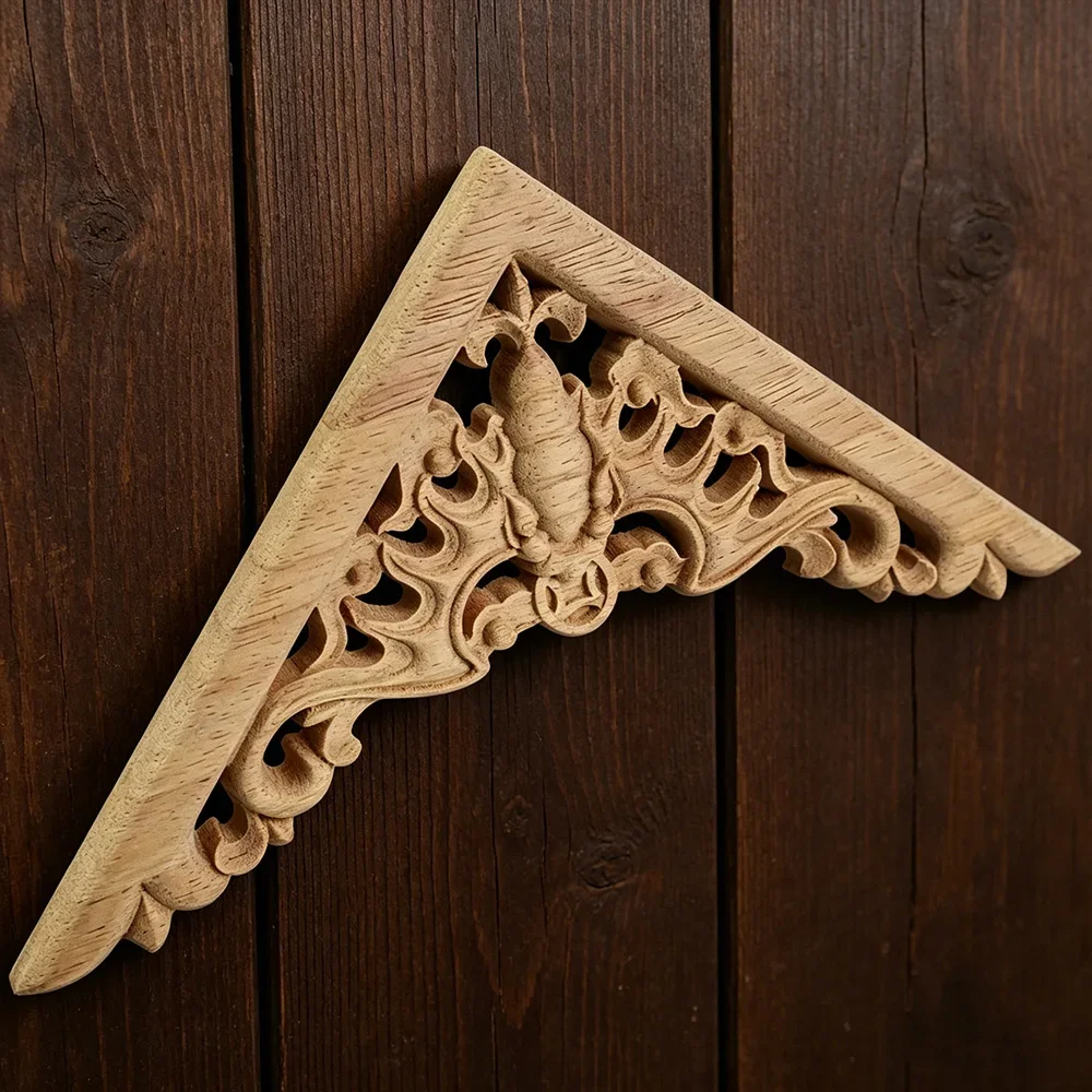 16/30CM Vintage Wood Carved Decal Corner Onlay Wooden Applique Frame Furniture Wall Unpainted for Home Cabinet Door Decor Crafts