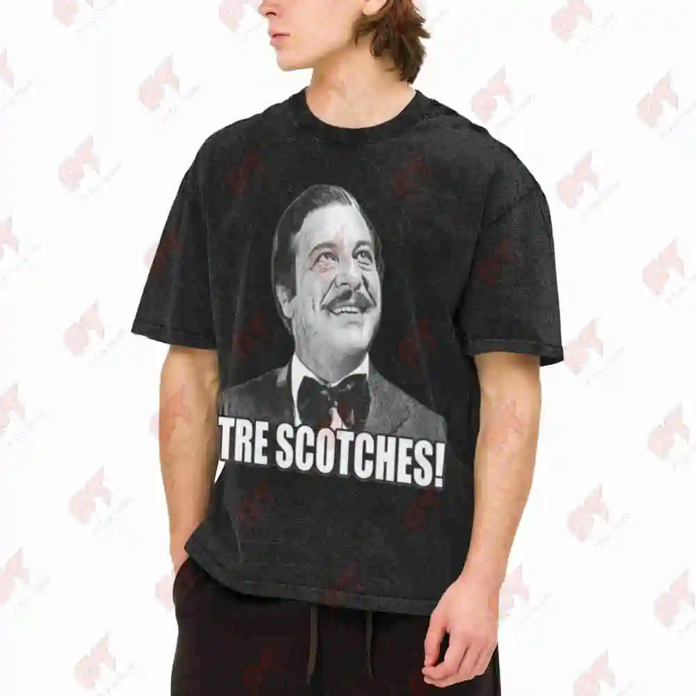 Tre Scottches Monty Python Fantozzi Calboni Filini Vintage Washed Tee Pure Cotton T-Shirt
