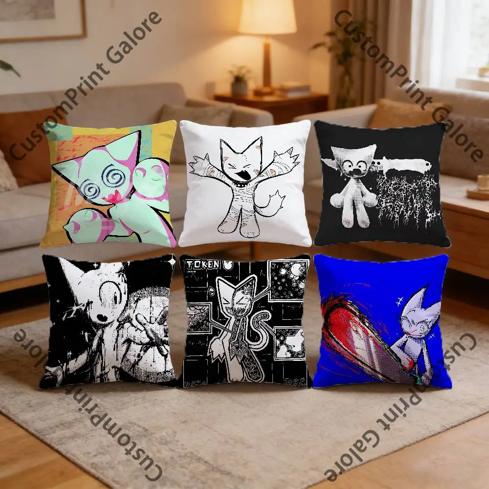 

F-FemtanylS Polyester Printed Pillow Cover Square 30 35 40 45 50 55 cm Soft for Sofa Bed Car Home Decor