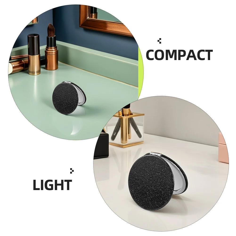 5 個の丸い折りたたみ化粧鏡両面コンパクト女性用ポータブル財布ハンドバッグ小型