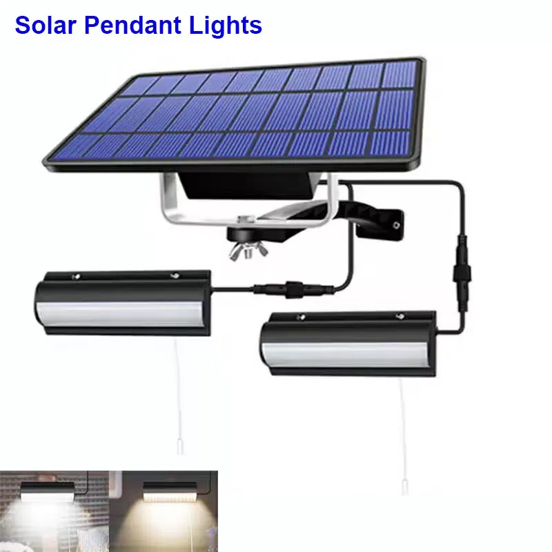 

Upgraded Solar Pendant Lights Outdoor Indoor Auto On Off Solar Lamp for Barn Room Balcony Chicken With Pull Switch And 3m Line