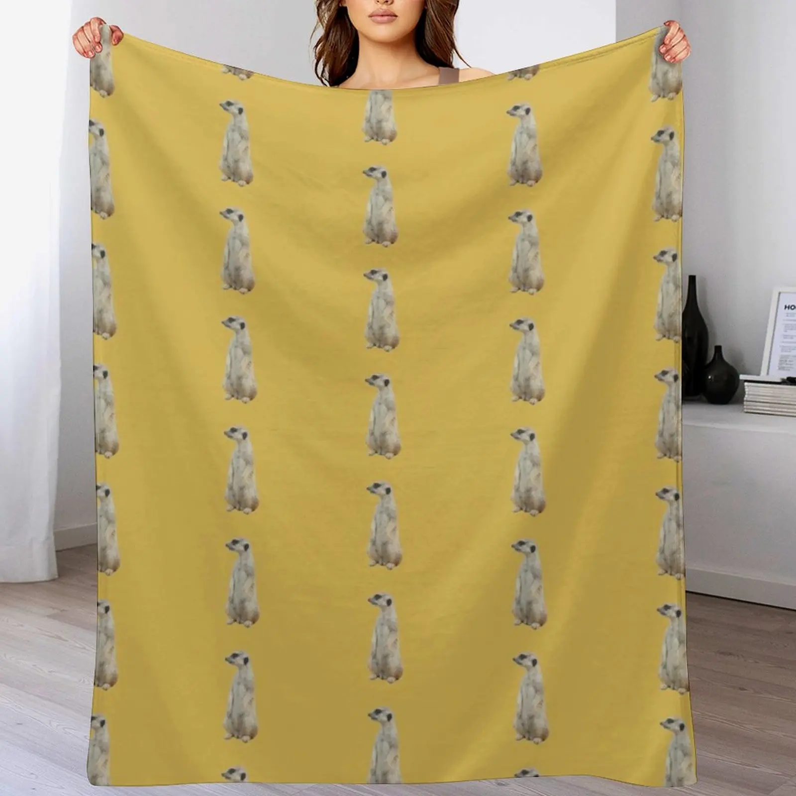 Cute Meerkat Sticker Throw Blanket