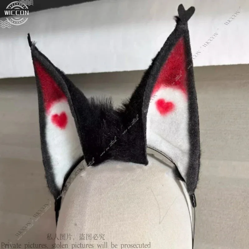 Uniforme Hazbin Husk disfraz de Cosplay para fiesta de Halloween trajes negros con sombrero orejas Prop Hotel Roleplayc;6,r'8;p'