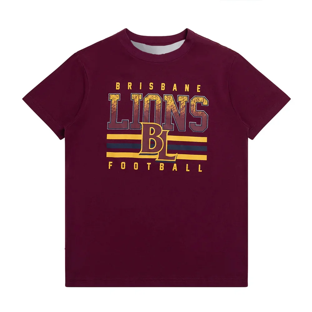 

Летняя дышащая тренировочная футболка Brisbane Lions 2024 года бордового цвета для детей! 3D-принт буквы × «Винтажный милый» для молодежного уличного фонаря унисекс!