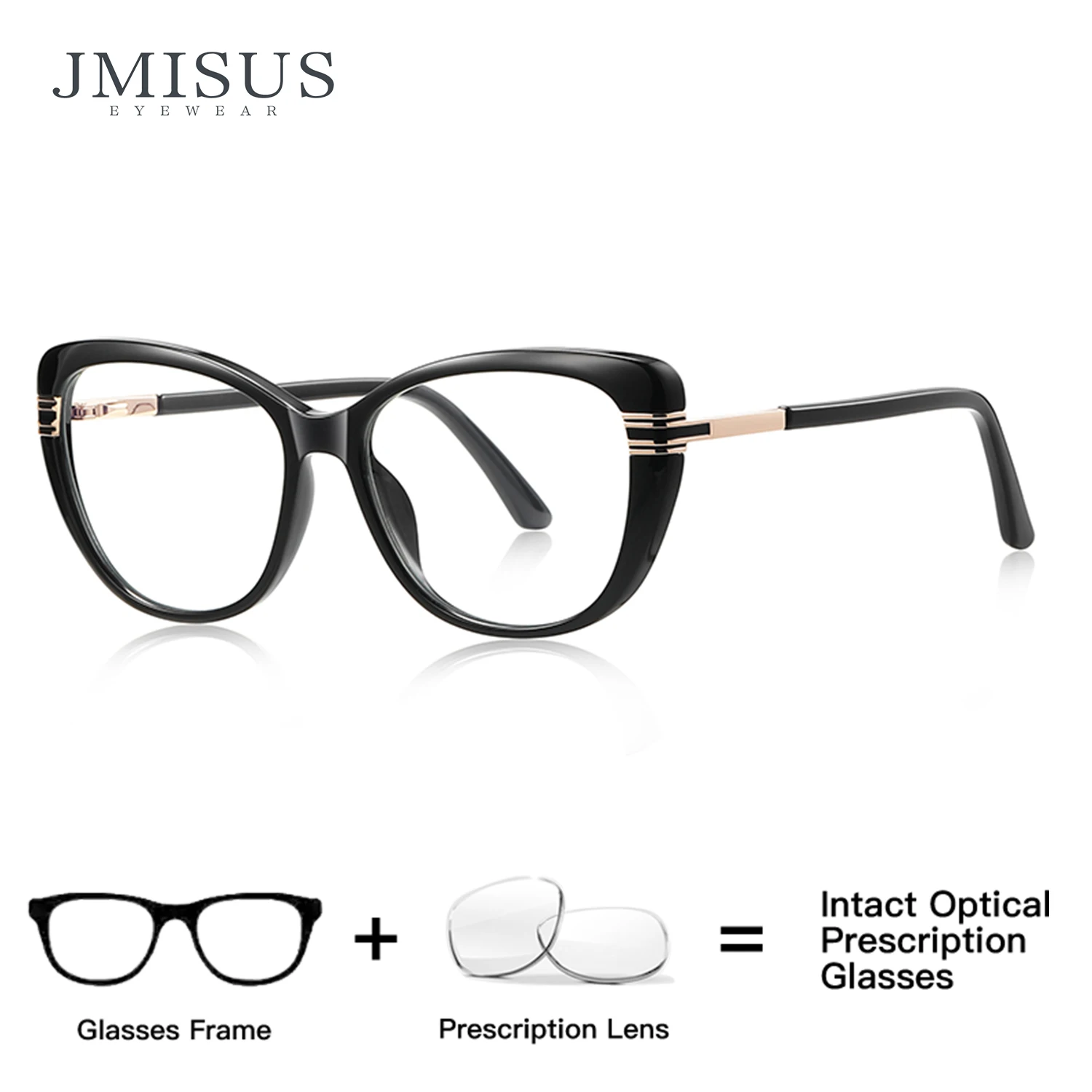 

JMISUS Custom Prescription Eyeglasses For Women Fashion Square Cat Eye Frame With Photochromic Glasses Grey Brown Multiple Color