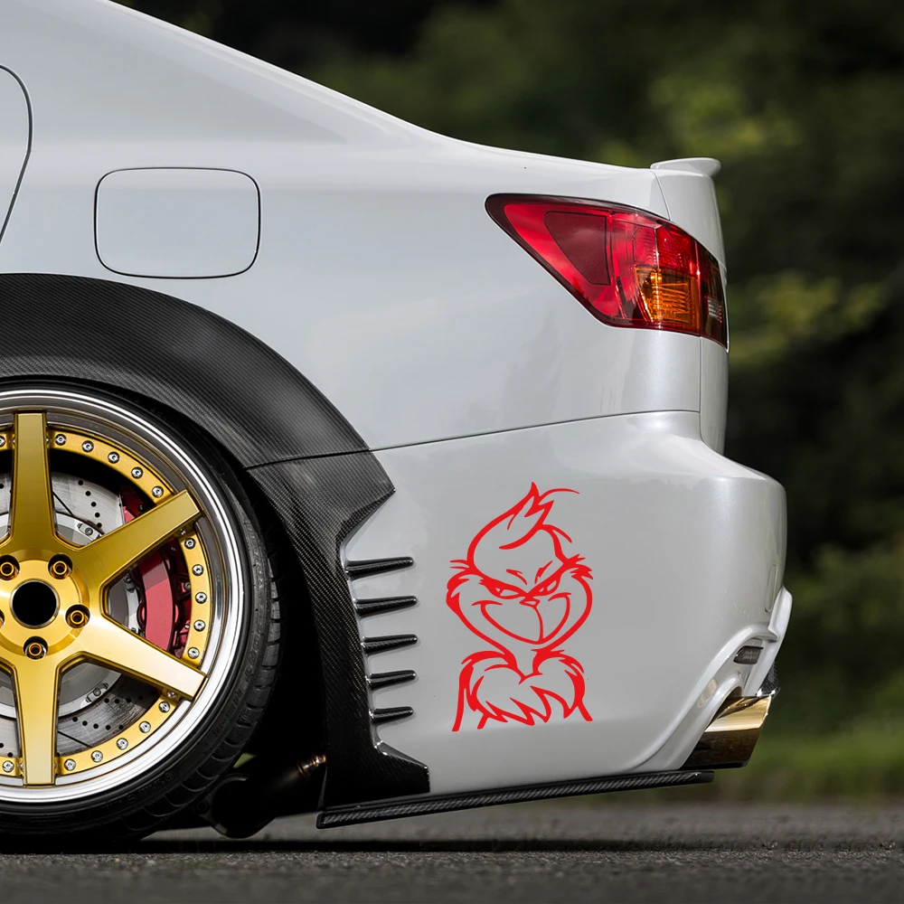 1 قطعة ملصق سيارة The Grinch DR Seuss ، المصد الخلفي زجاج النافذة الديكور ثنائي الأبعاد ، ملصق الكمبيوتر المحمول للدراجات النارية