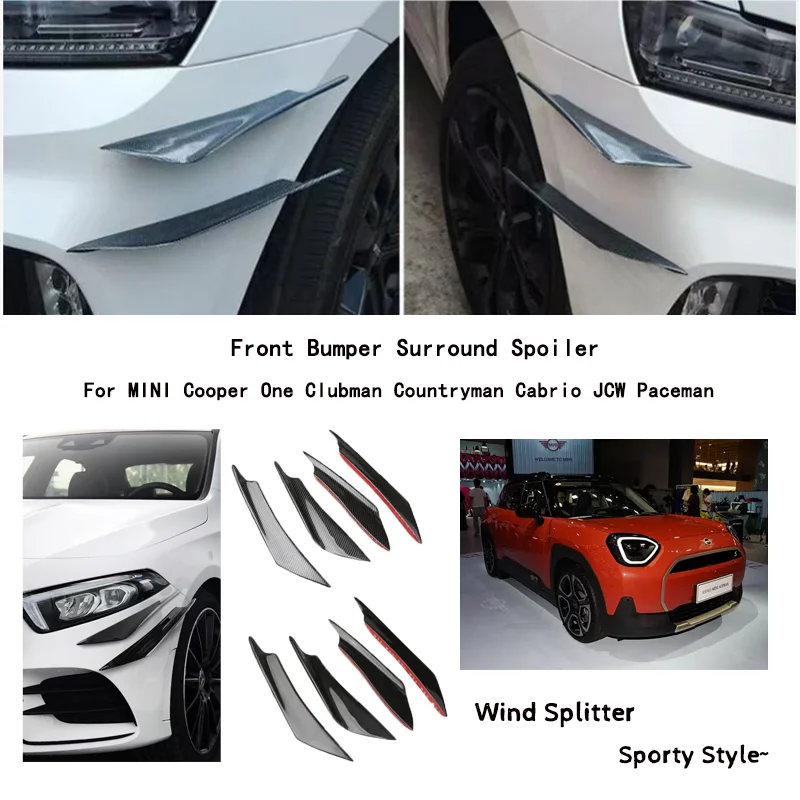 4pcs Car Front Bumper Lip Body Spoiler Canards For MINI Cooper One Clubman Countryman Cabrio JCW Paceman