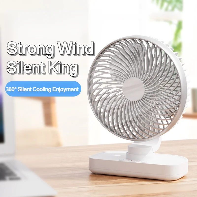 New Portable Desktop Fan 4 Speeds Rotation Quiet USB Rechargeable  for Dormitory Office Home Bedroom Efficient Cooling Fan
