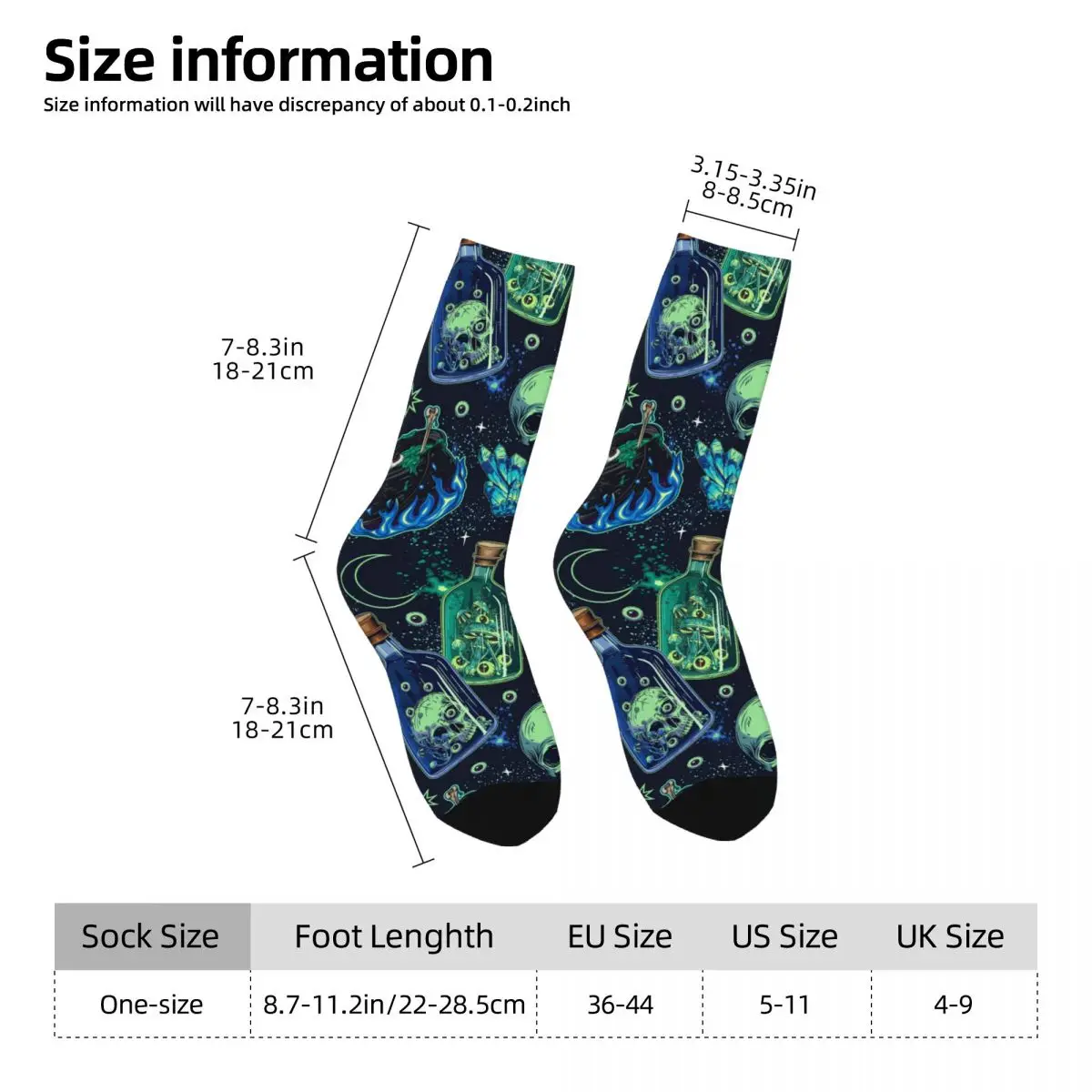 Funny Crazy Sock for Men Sparks Stars Moon Hip Hop Vintage Gothic Skull Happy Pattern Printed Boys Crew Sock Novelty Gift