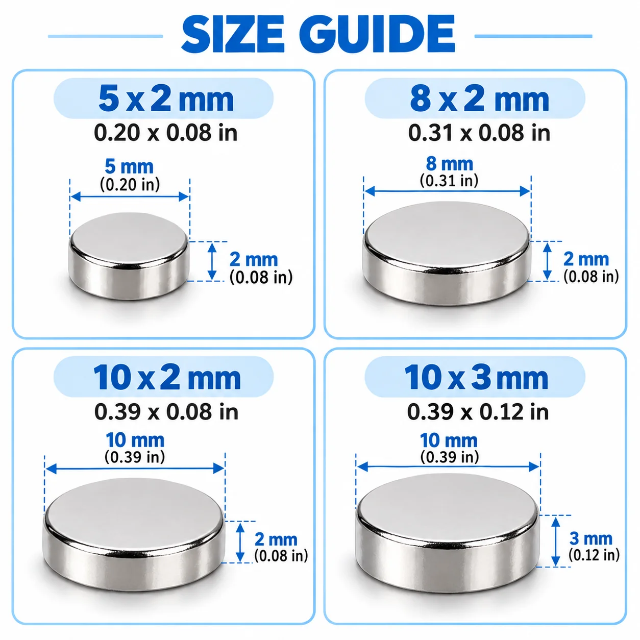 Super Powerful Magnets Strong Magnets for Fridge, DIY, Building, Scientific, Craft,Refrigerator Magnet, 5x2 8x2 10x2 10x3