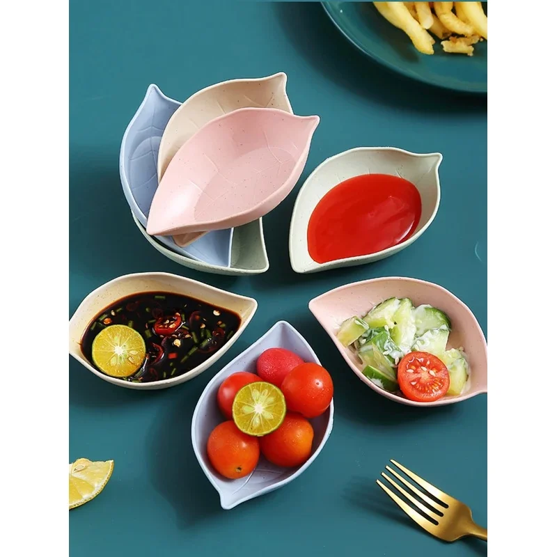 4 Pack Round Wheat Straw Small Plates, Sauce Vinegar Dishes, Pickled Vegetable Side Plates for Home Kitchen Accessories