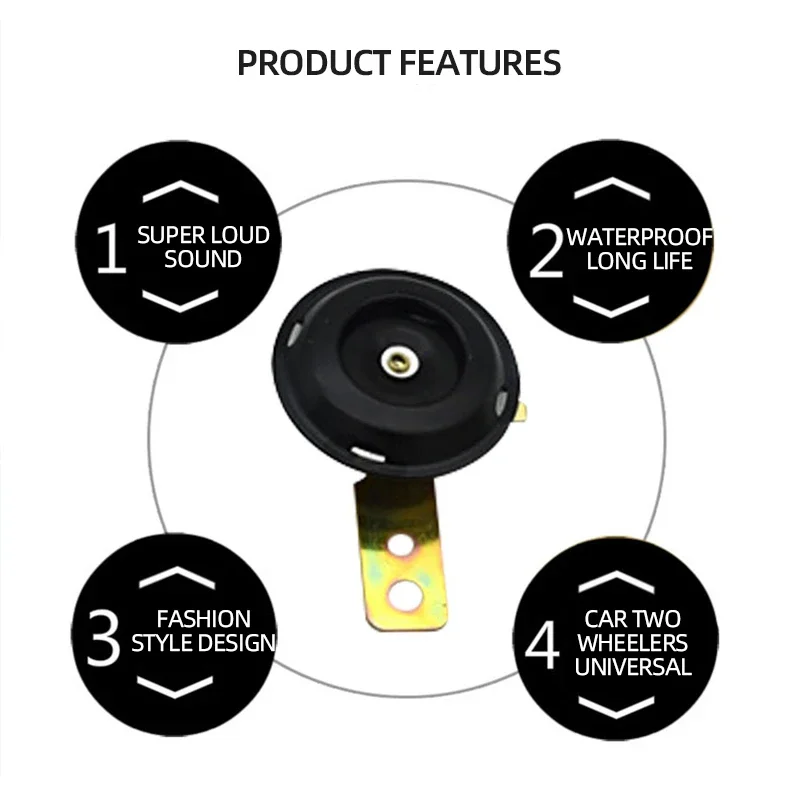 Motorcycle Horn 12V Super Loud Waterproof Round Speaker Universal Scooter Motorbike E-Bikes Mopeds Electric Horn Kit Accessories image 2