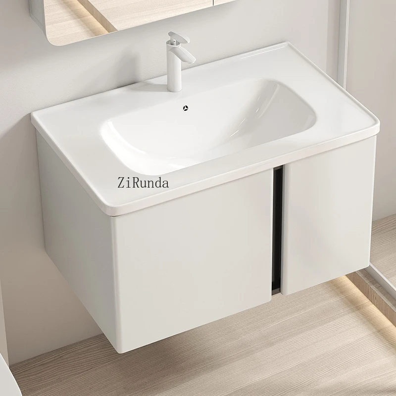 الحليب الأبيض خزانة حمام مزيج الفولاذ المقاوم للصدأ قوس الإضاءة التعريفي حوض السيراميك