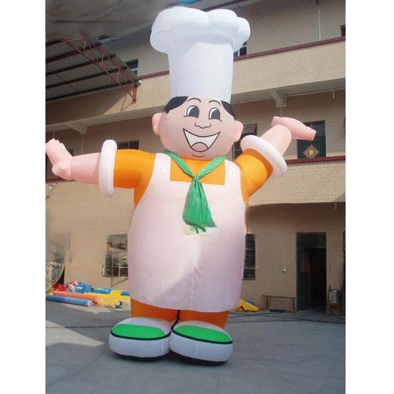 Globo inflable de chef de 3m de alto, barato con estampado, modelo de cocinero inflable grande para publicidad comercial de catering
