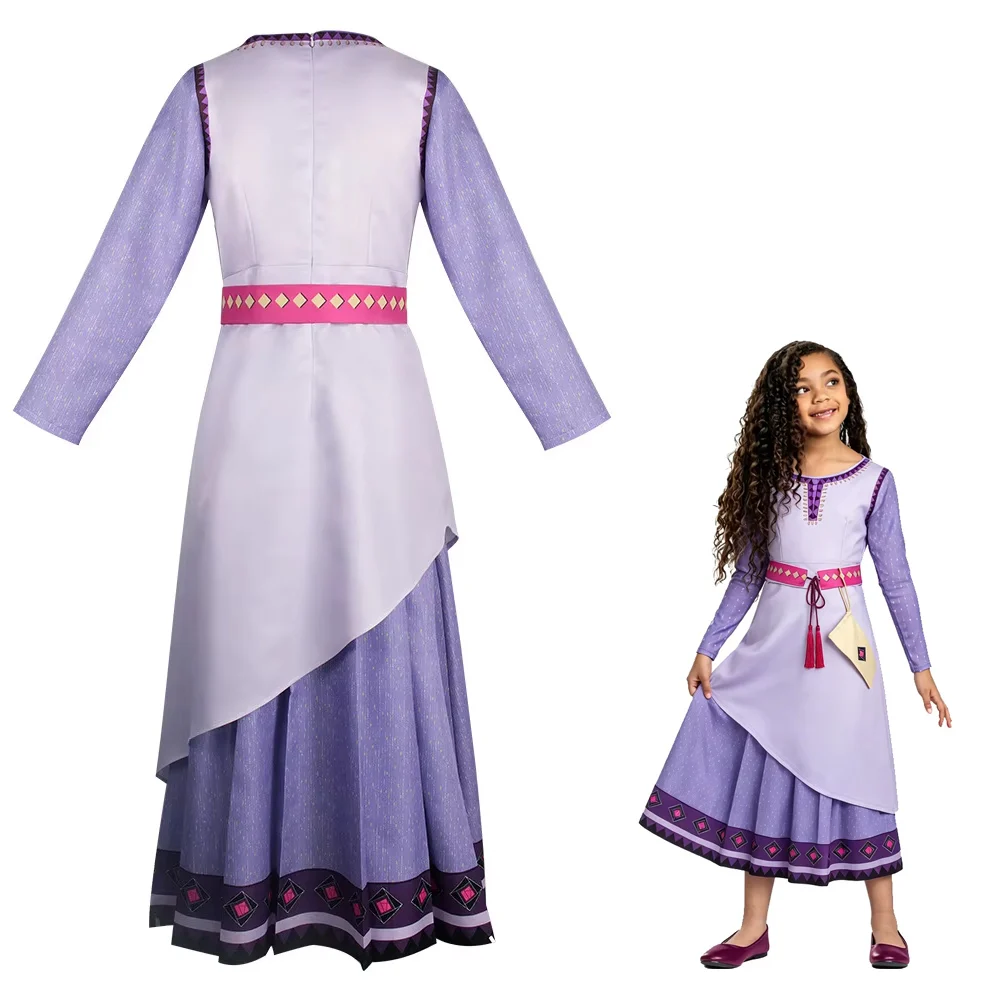 

Asha Cosplay Costume Princess Asha Purple Dress Full Set for Halloween Carnival Party