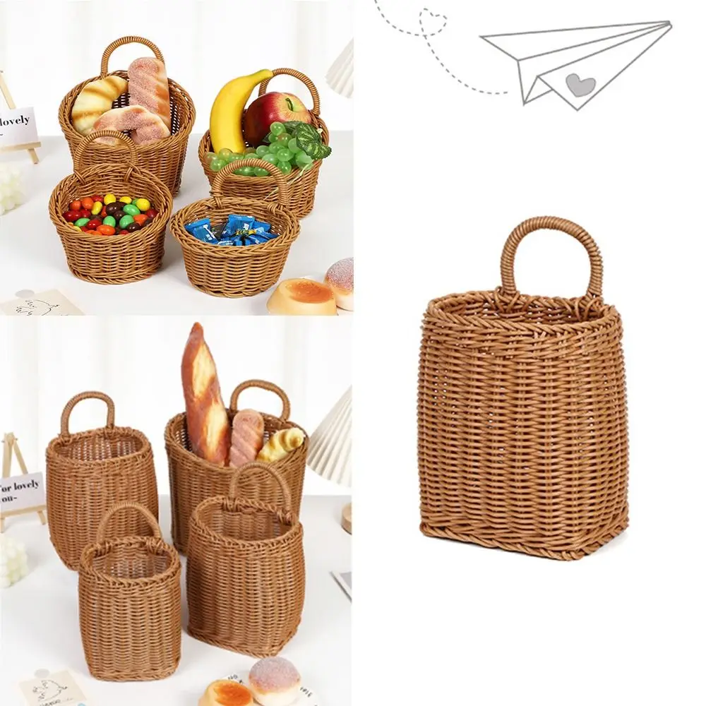 

Hanging Vegetable Fruit Storage Baskets Plastic Woven Wall Shelf Basket Durable Portable Garden Plant Baskets