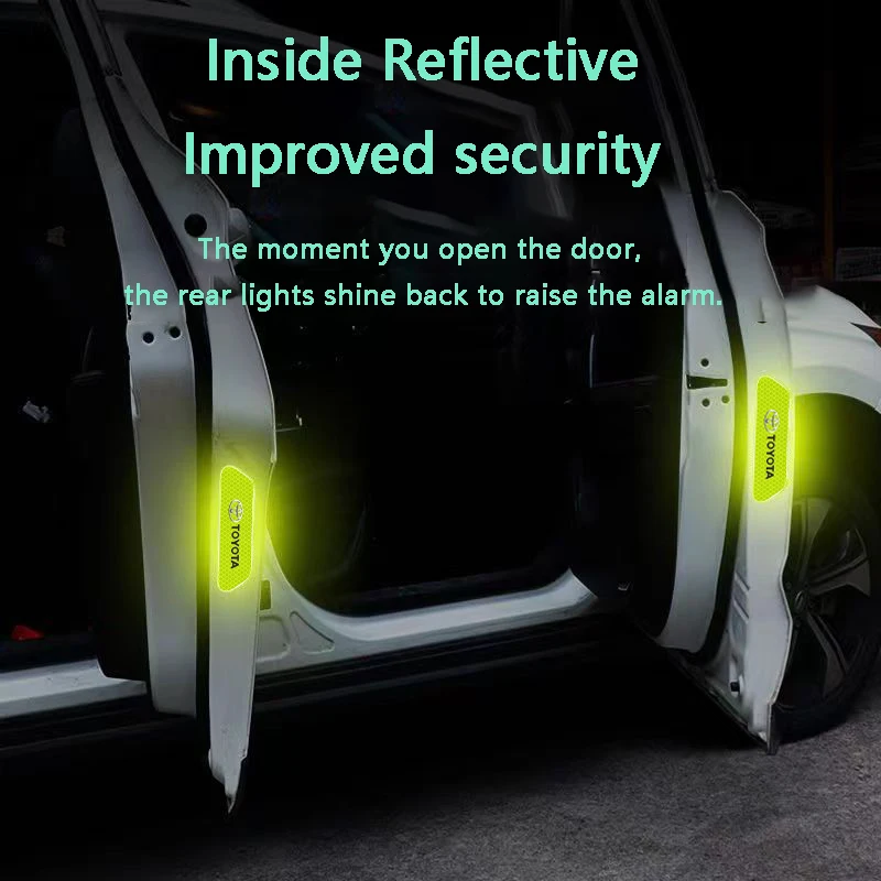 Car Door Safety Warning Reflective Mark 3D Sticker Auto Styling For Toyota Prius Avensis Rav4 Auris Yaris Cruiser Camry Highland