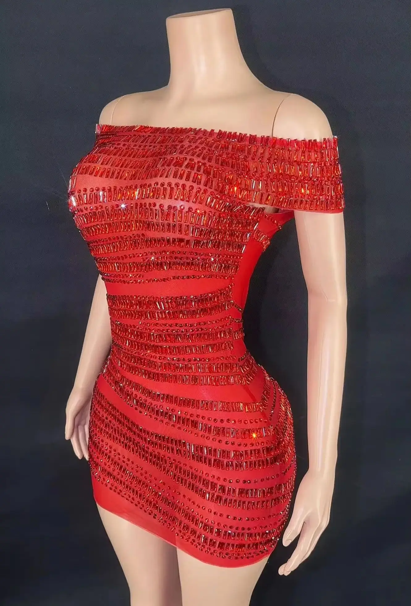 Mini Dress Evening dress for birthday party Prom Sexy Fashion Short Outfit Singer Dance Stage Wear