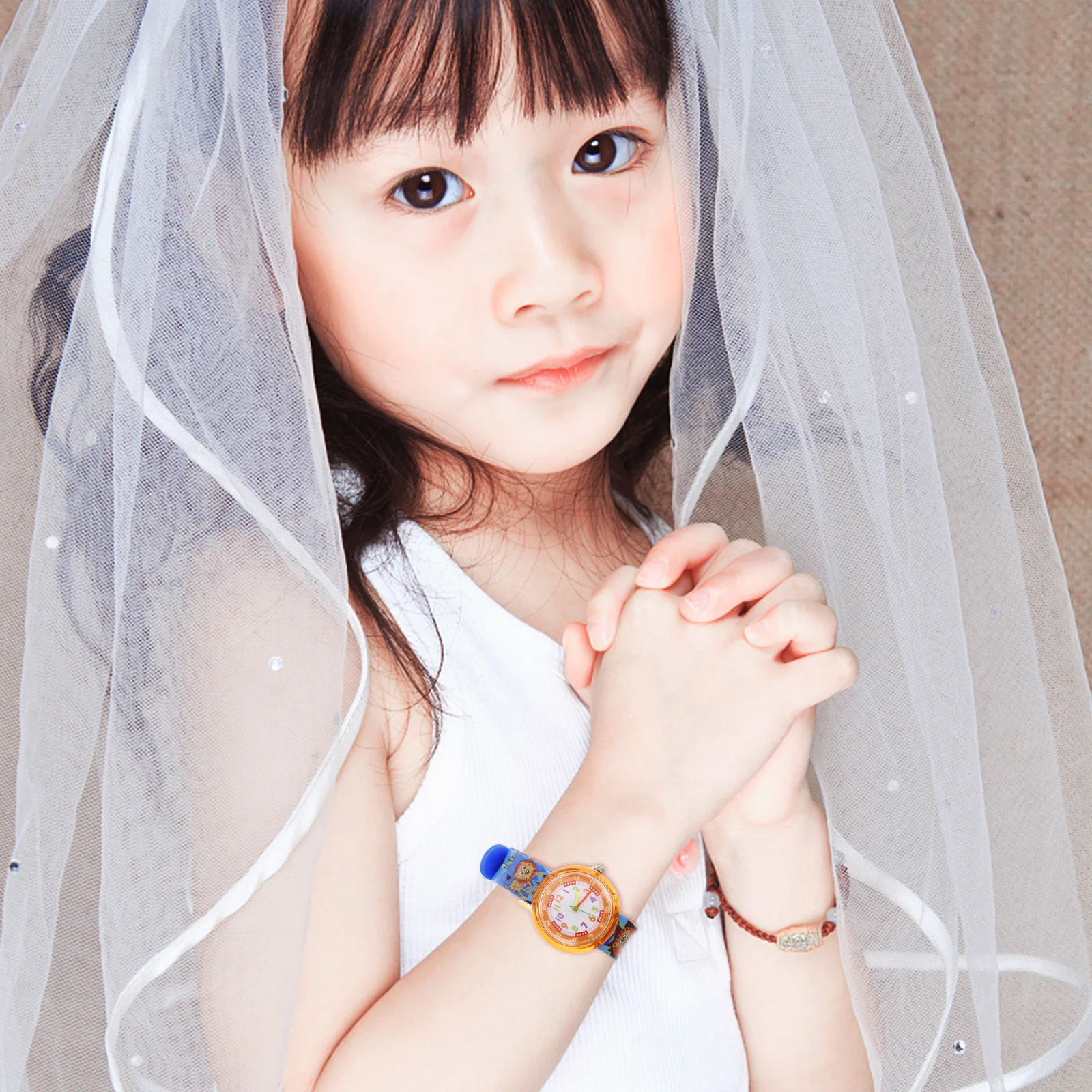 1 قطعة ساعة كوارتز كرتونية جميلة طباعة إبداعية كاجوال صغيرة طازجة ساعة معصم هدية للطلاب