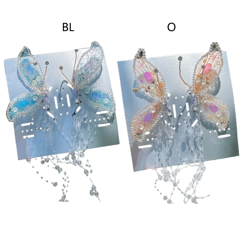 

Головные уборы с ушками бабочки, заколки для волос, заколка с бахромой в виде бабочки, заколка с кристаллами