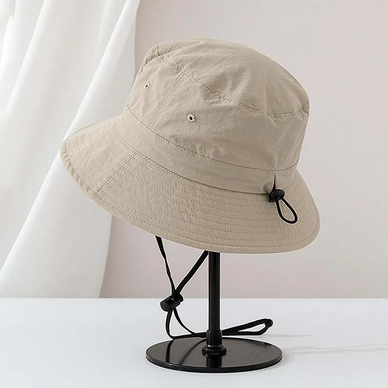 الصيف الخريف طوي المحمولة نزهة تنفيس قبعة صيد Sunsuade قبعة بحافة التنزه حزام الذقن سريعة الجافة عينة بنما قبعة