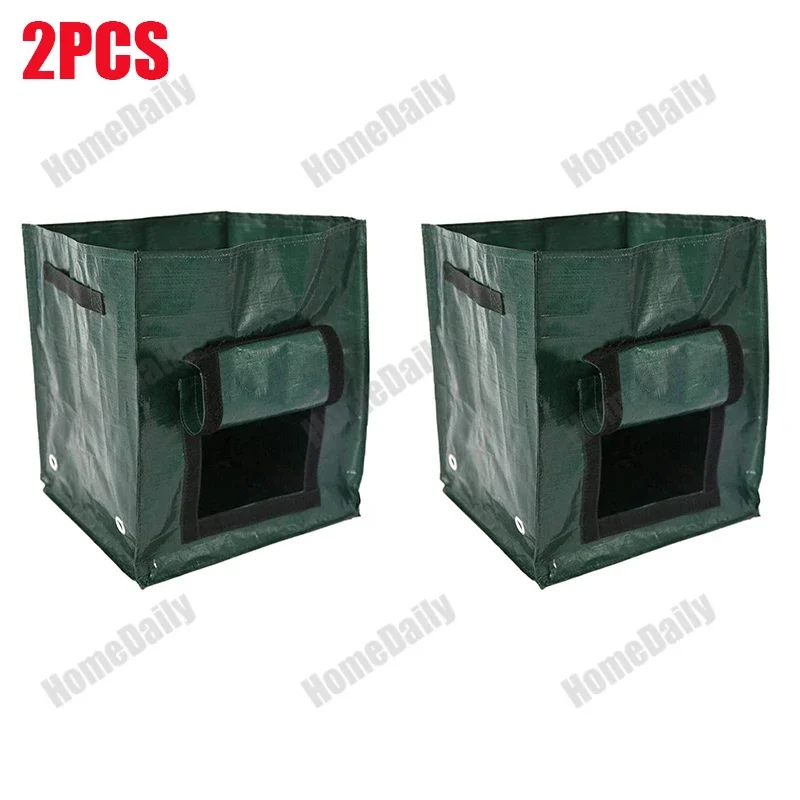 

2pc Square Potato Planting Bags With Flap Nonwoven Fabric Garden Planting Bag With Handle For Fruit Vegetables Aeration Planter=