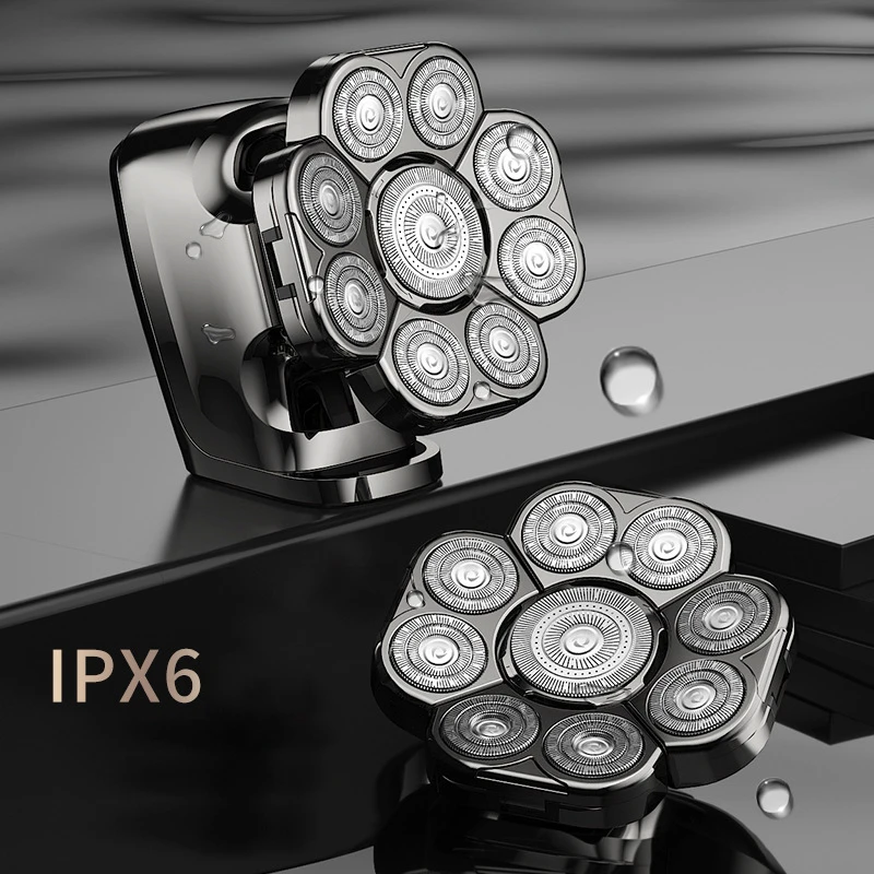 Rasoir électrique 9D pour hommes chauve à tête flottante 6 en 1, avec tondeuse nez/corps, affichage LED humide/sec, Kit de toilettage mis à niveau