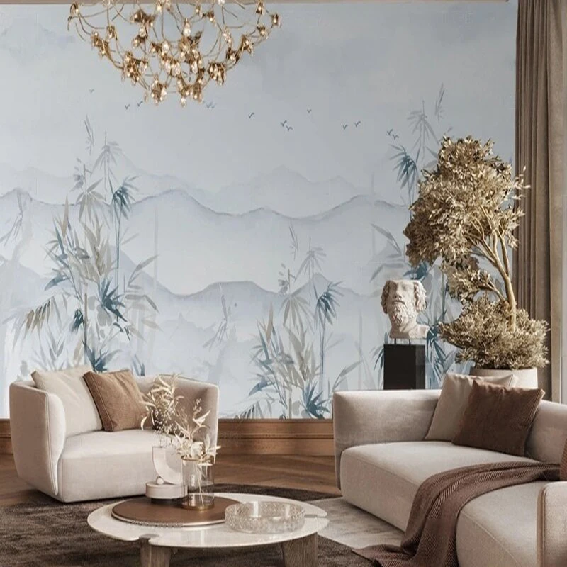 

Original blue flower light color decorative picture for TV bedroom home decoration background wall