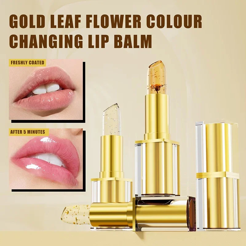 Color Changing Lipstick Gold Crystal Ph Lipstick Color Changing Long Lasting 24 Hours Moisturizing Glossy Shine Lip Gloss