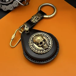 Couro genuíno Smart Key Case, Fob Capa para Harley Davidson 883, X48, 1200 Motocicletas, Chaveiros, Pure Brass Modificação